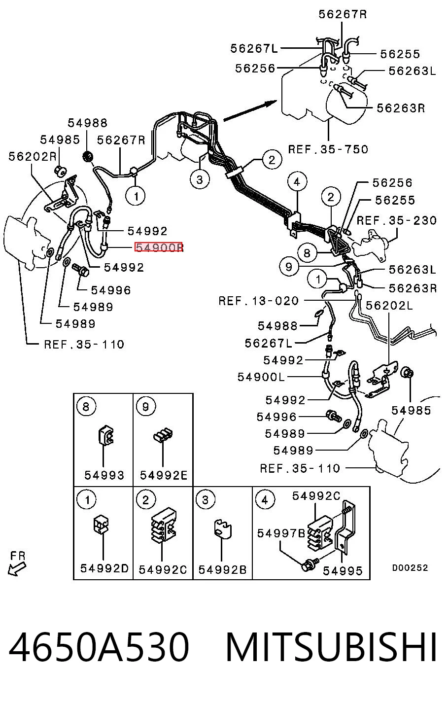 4650A530 Mitsubishi Шланг тормозной передний правый