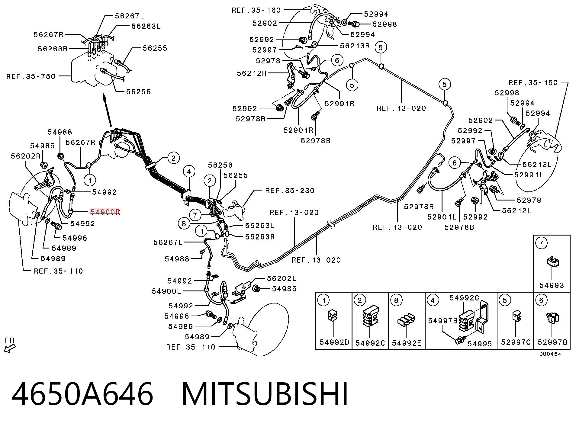 4650A646 Mitsubishi Шланг тормозной передний правый