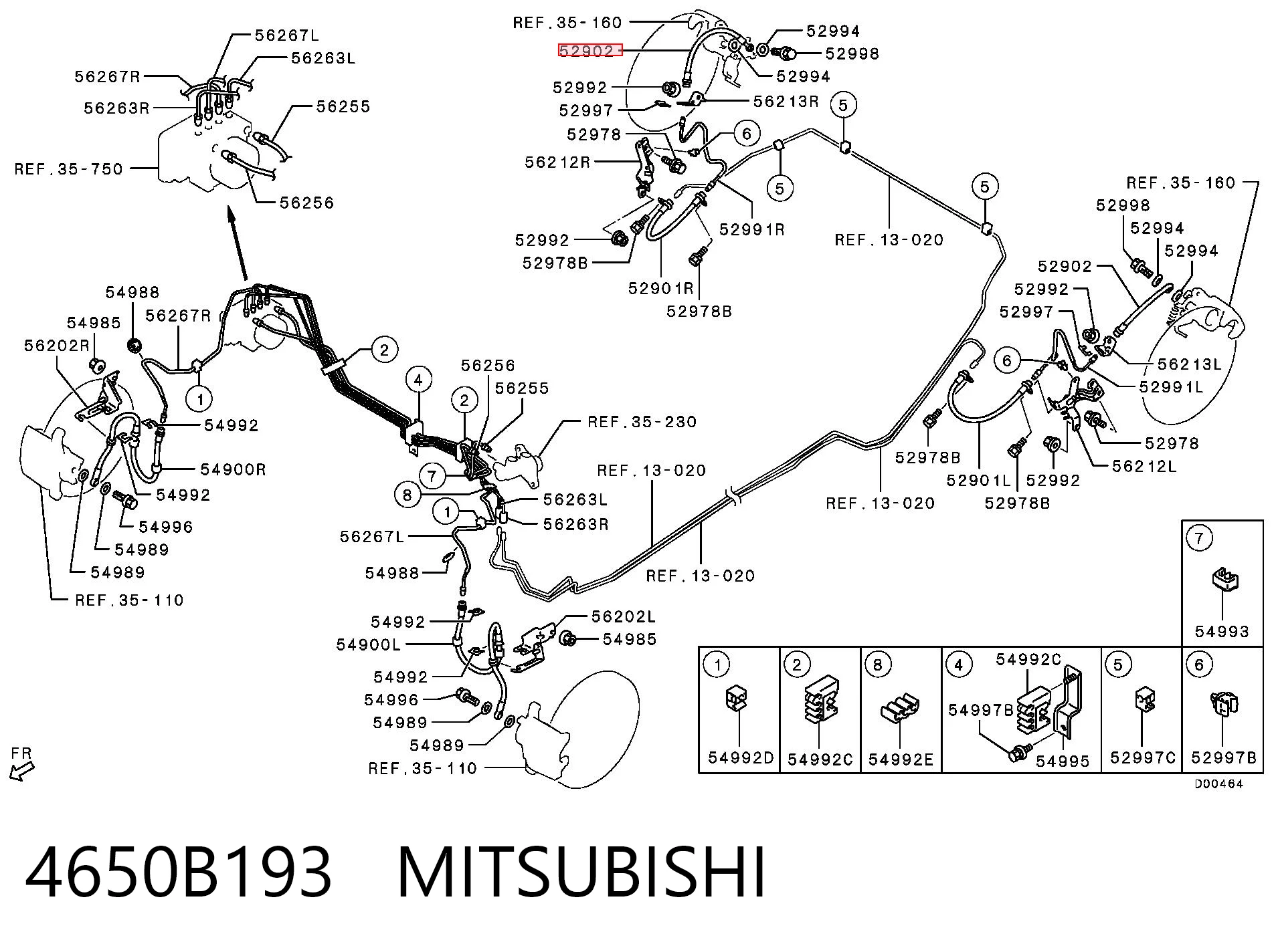 4650B193 Mitsubishi Гибкая тормозная трубка задняя
