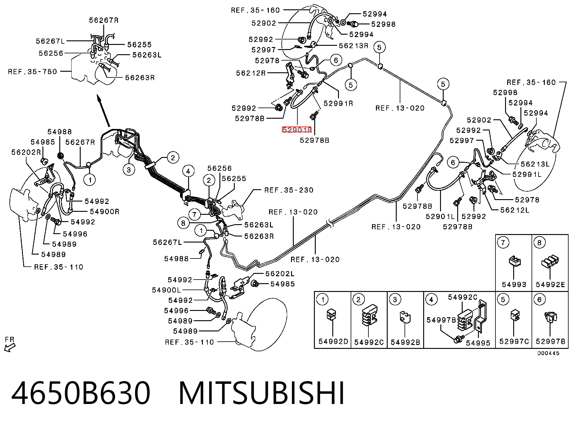 4650B630 Mitsubishi Шланг тормозной задний правый