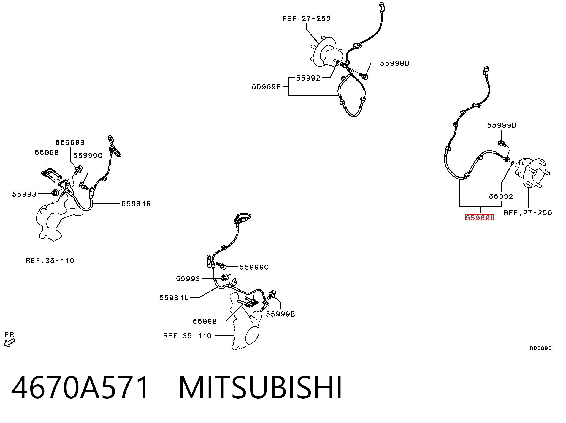 4670A571 Mitsubishi Задний левый датчик АБС