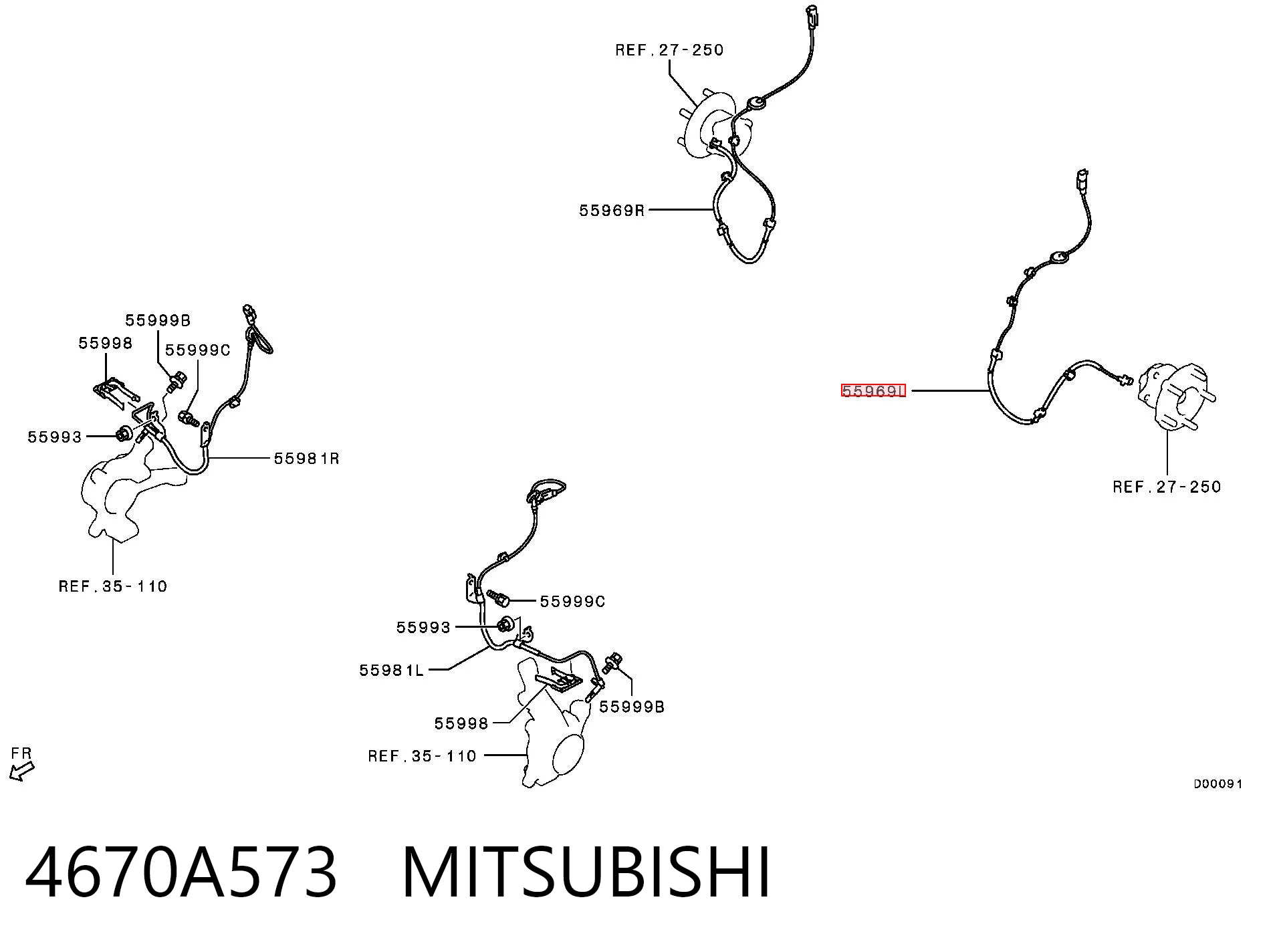 4670A573 Mitsubishi Задний левый датчик АБС