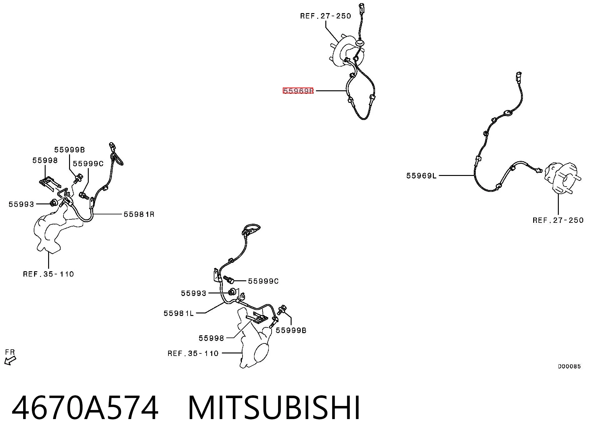 4670A574 Mitsubishi Датчик АБС (ABS) задний, правый