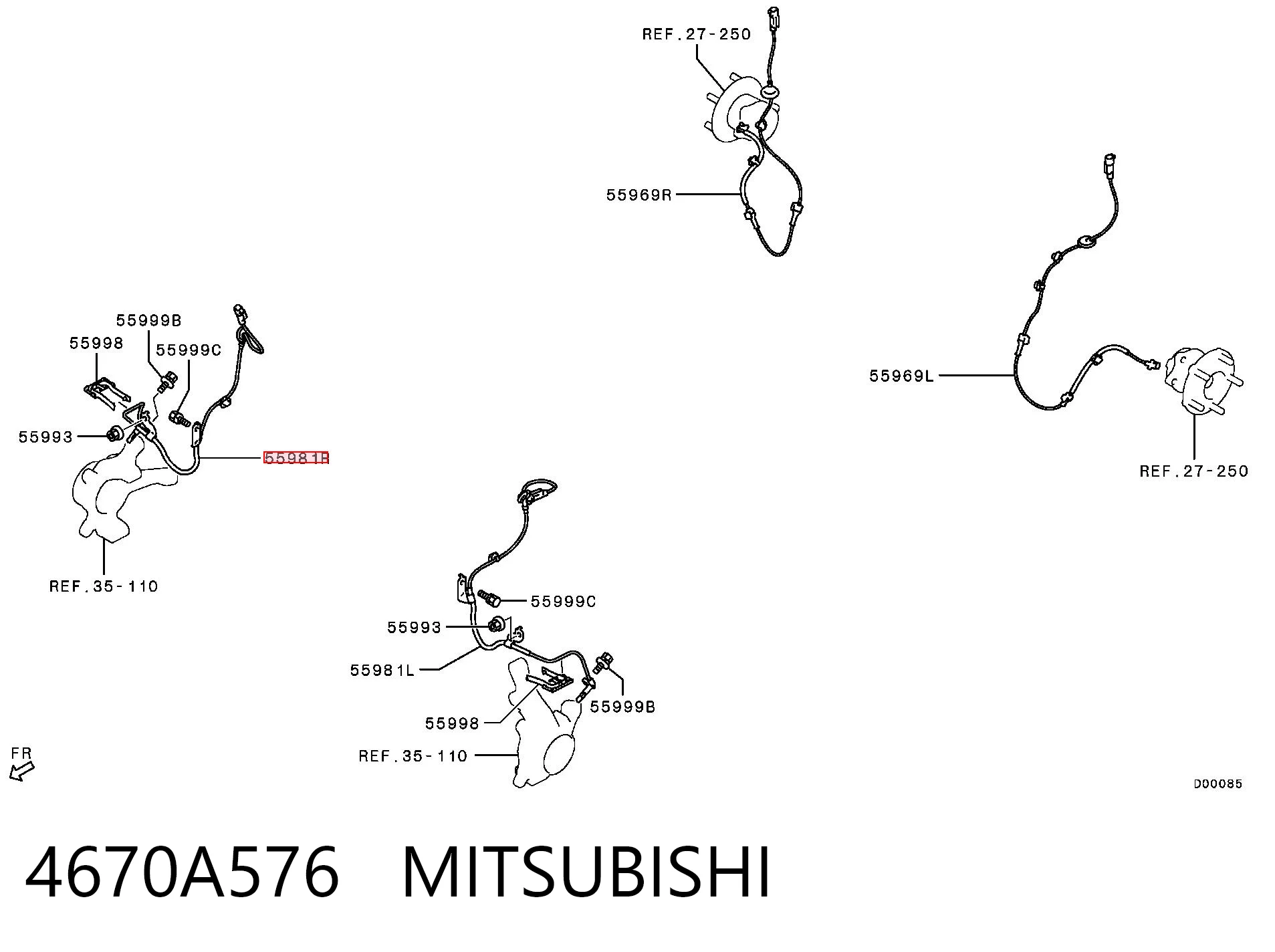 4670A576 Mitsubishi Датчик ABS передний правый