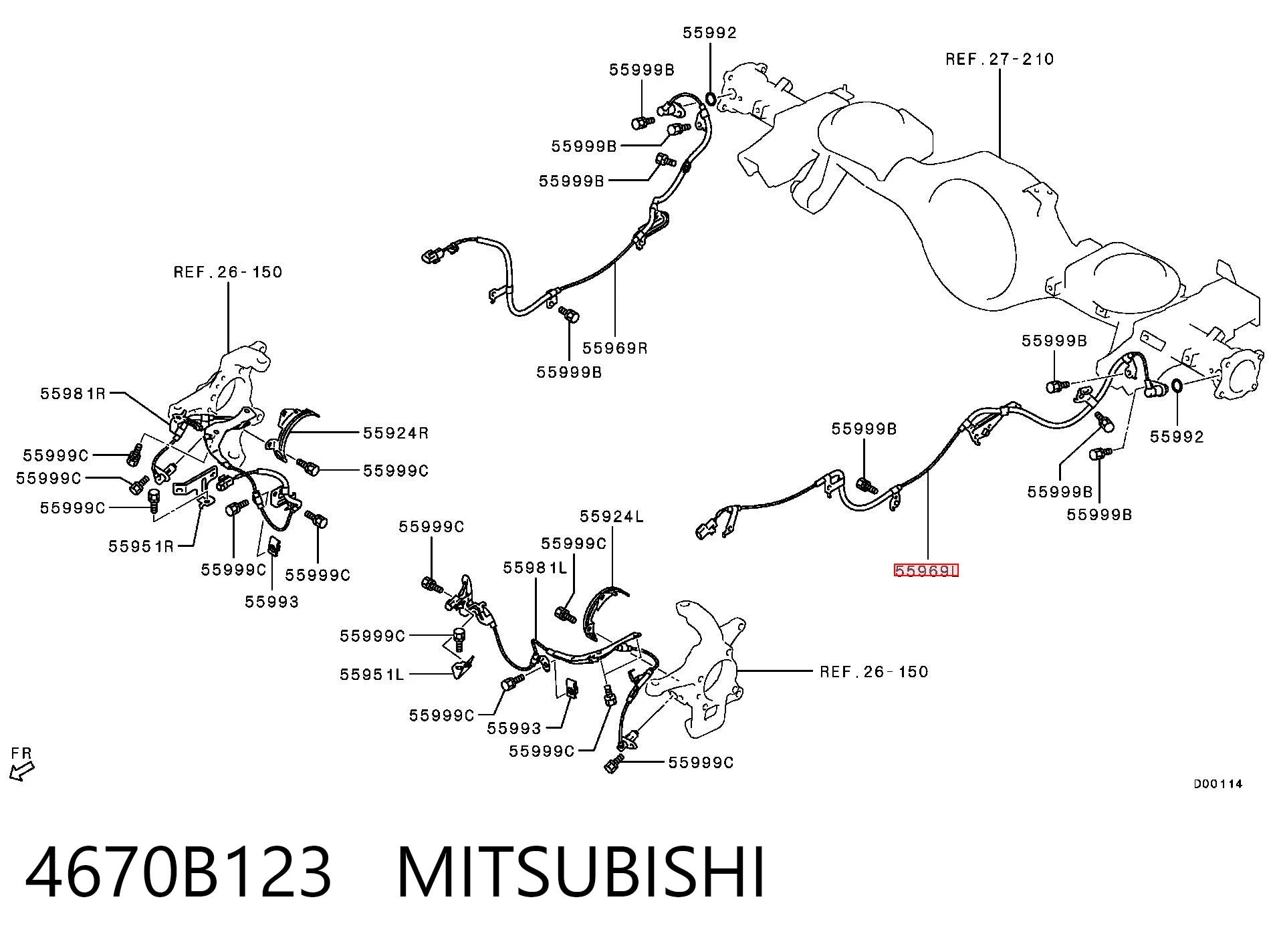 4670B123 Mitsubishi Задний левый датчик АБС
