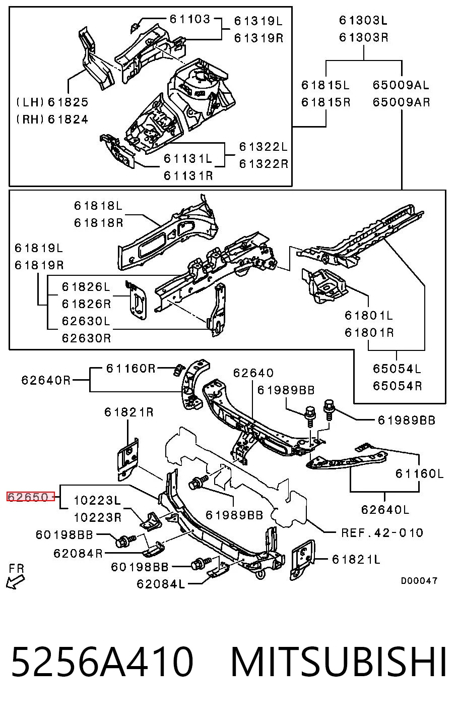 5256A410 Mitsubishi Рамка радиатора нижняя