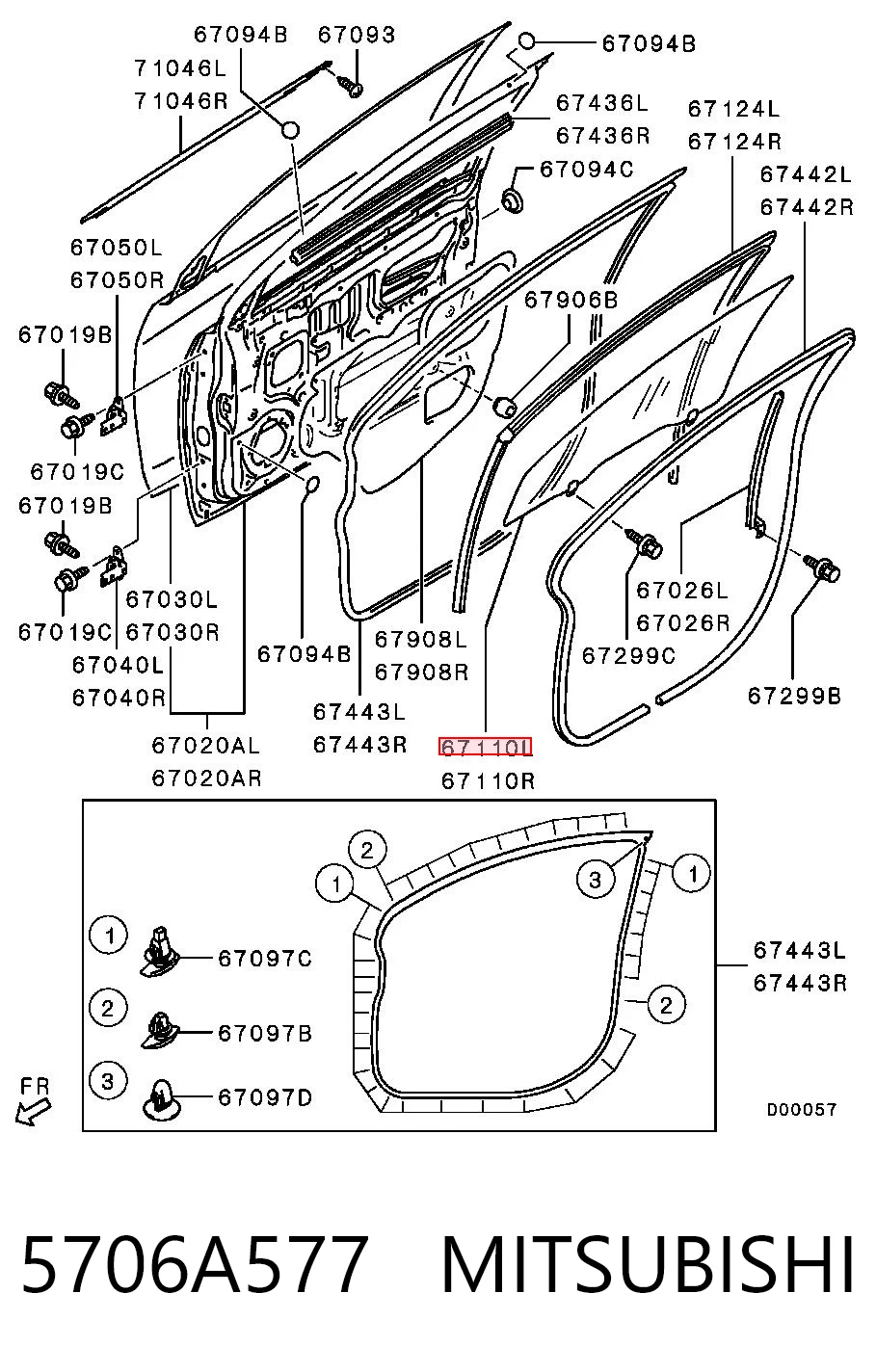 Окно (передней двери) двери Chrysler 5706A017 цена, от 25.34 USD