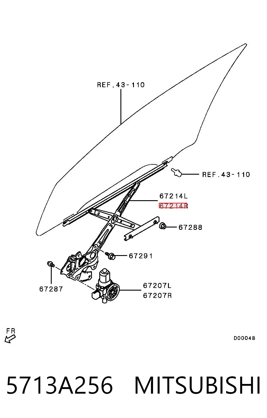  Стеклоподъемник передней правой двери Mitsubishi ASX 
