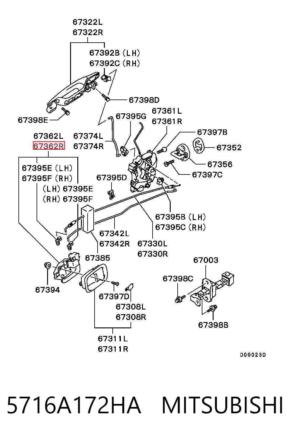 5716A172HA Mitsubishi Ручка правой двери наружная
