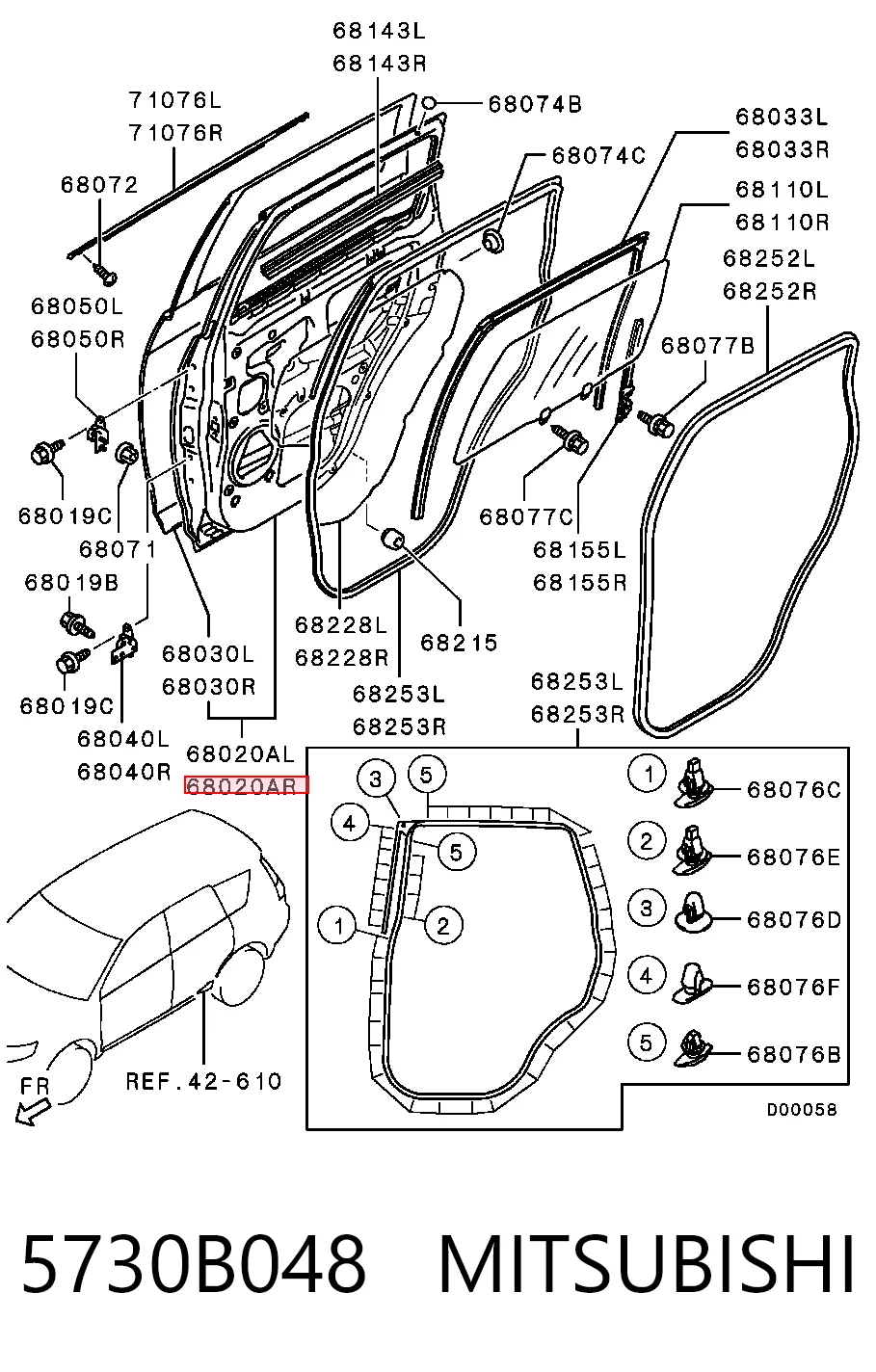 Дверь задняя, правая на Mitsubishi Outlander II XL CWW