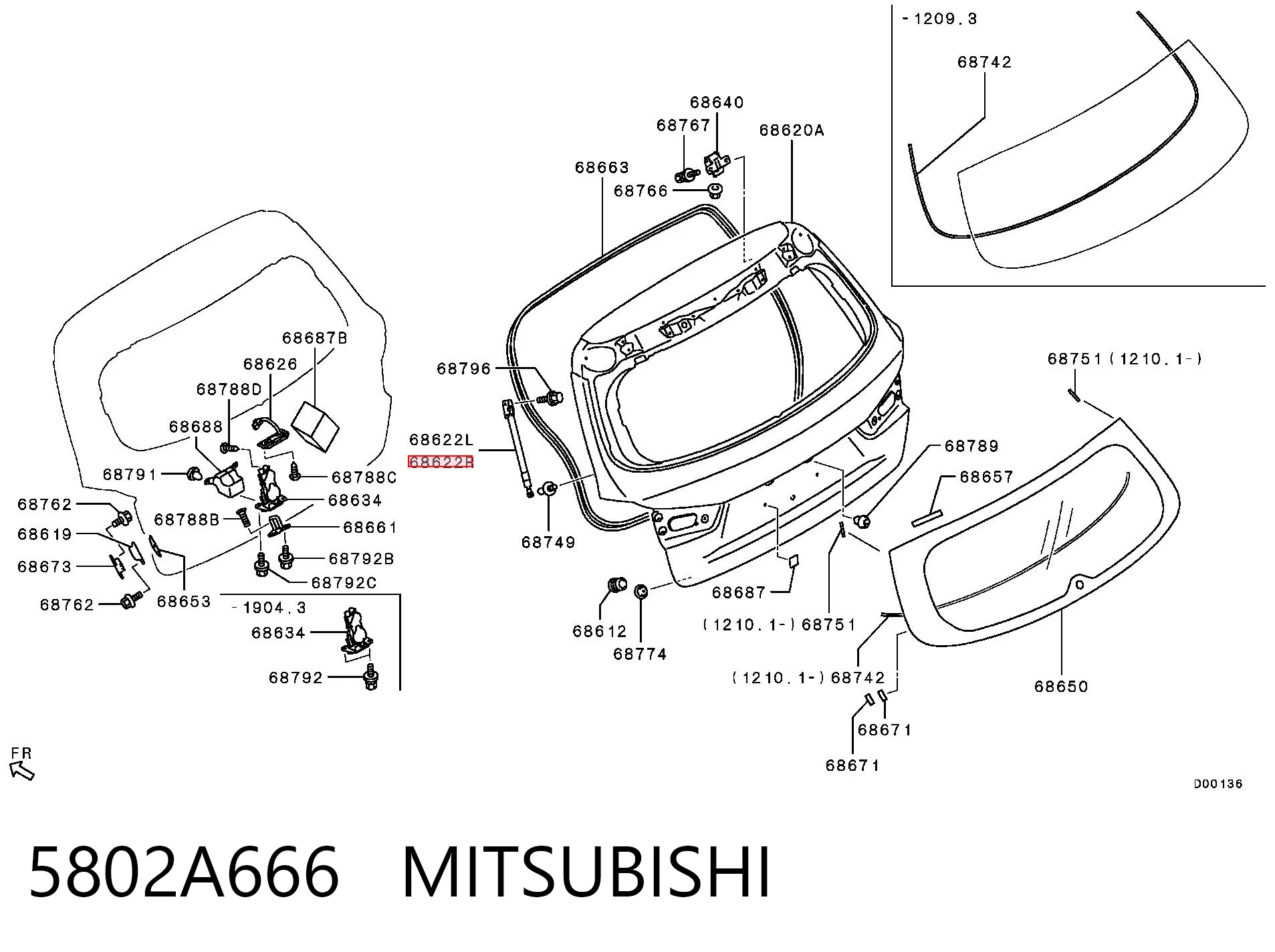 5802A666 Mitsubishi Амортизатор крышки багажника