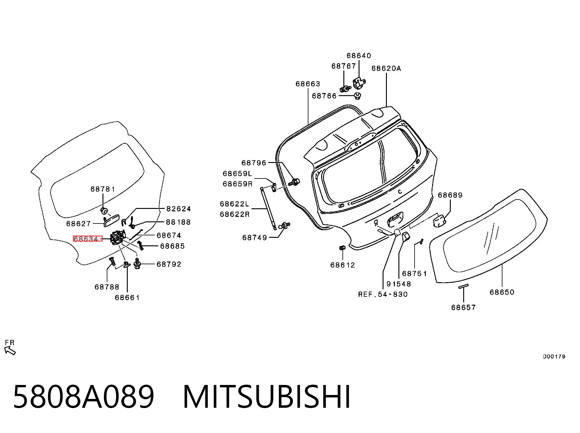 5808A089 Mitsubishi Замок пятой двери