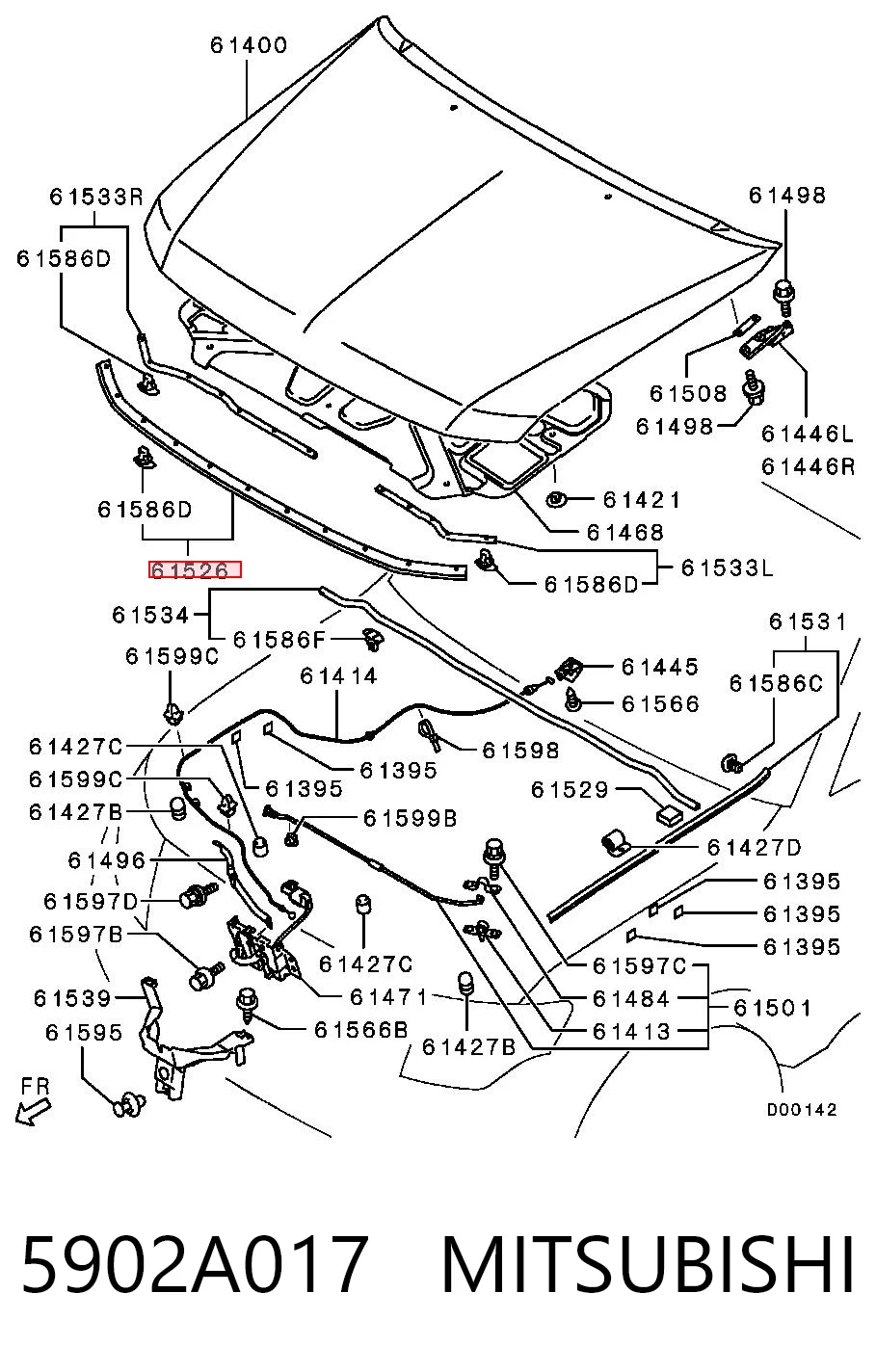 5902A017 Mitsubishi Уплотнитель под капот