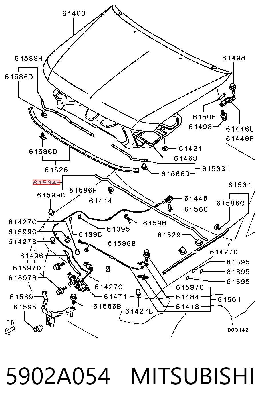 5902A054 Mitsubishi Уплотнитель под капот