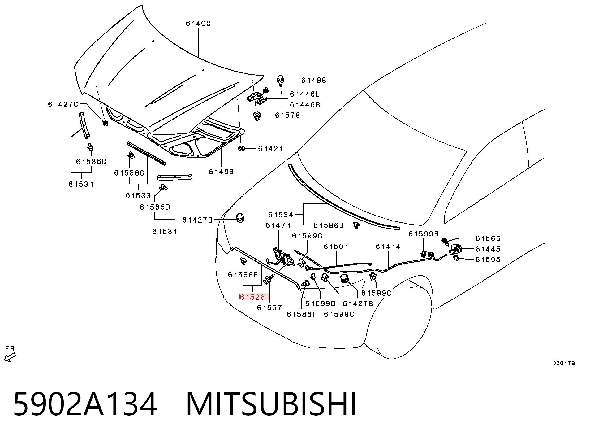 5902A134 Mitsubishi Уплотнитель под капот