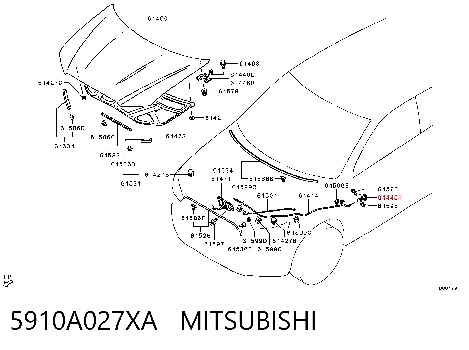 5910A027XA Mitsubishi Ручка открытия капота