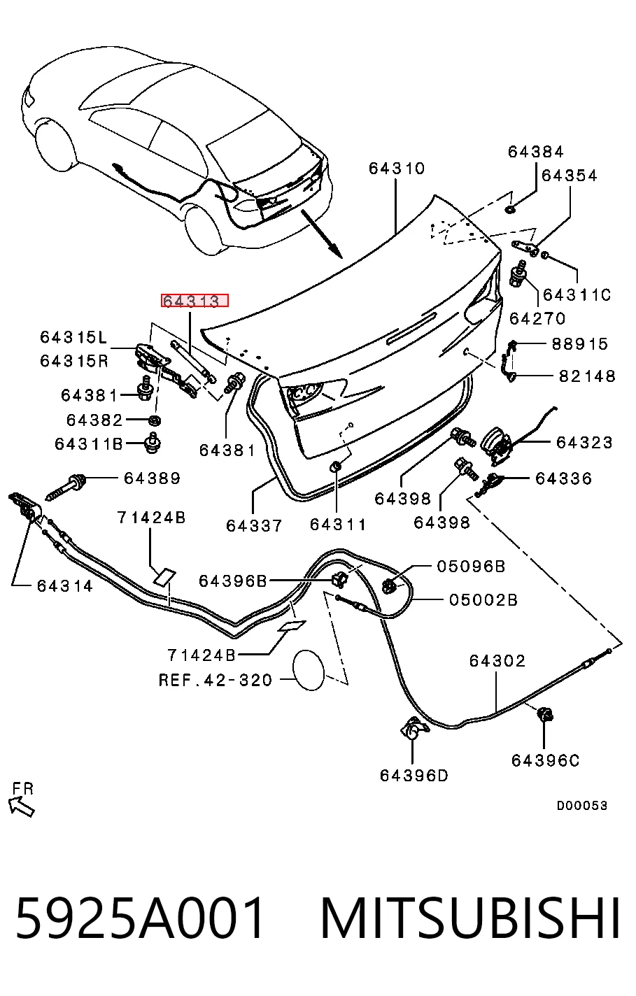 5925A001 Mitsubishi Амортизатор крышки багажника