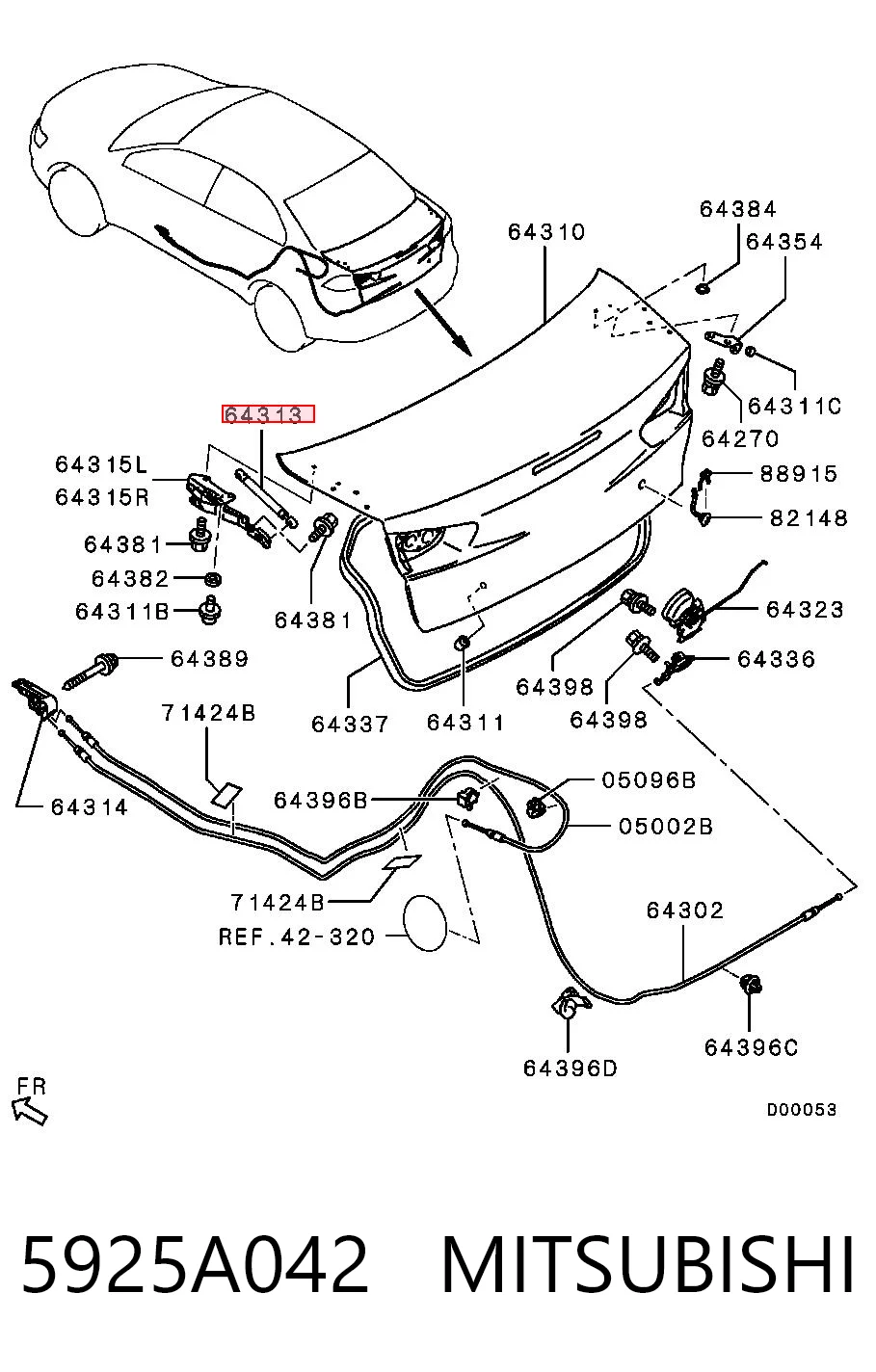 5925A042 Mitsubishi Амортизатор крышки багажника