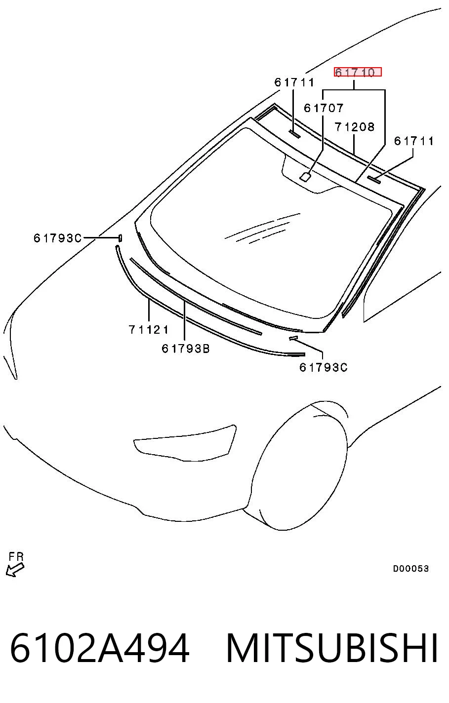 Стекло лобовое MITSUBISHI 6102A494