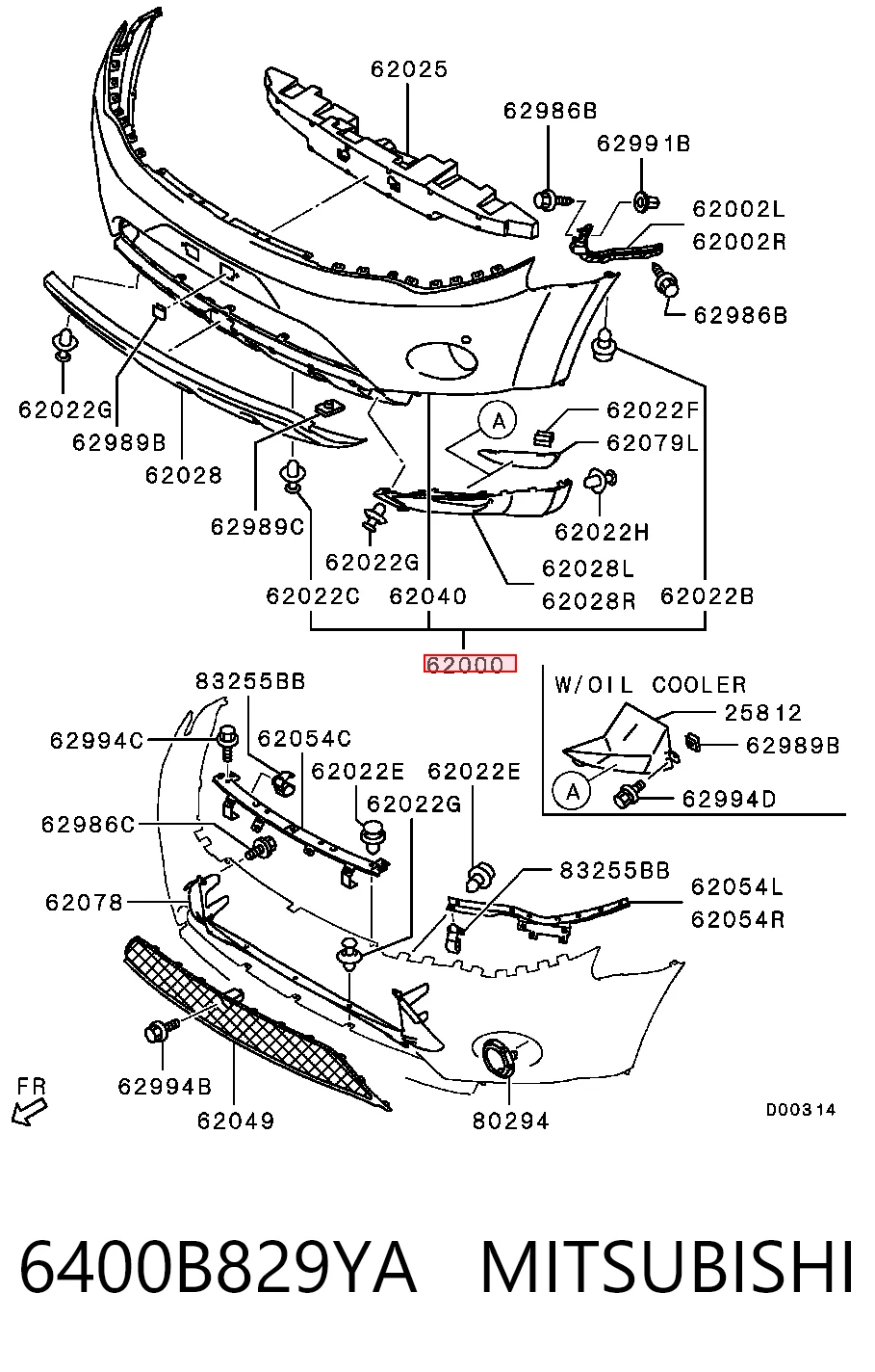 Передний бампер 6400B829YA Chrysler