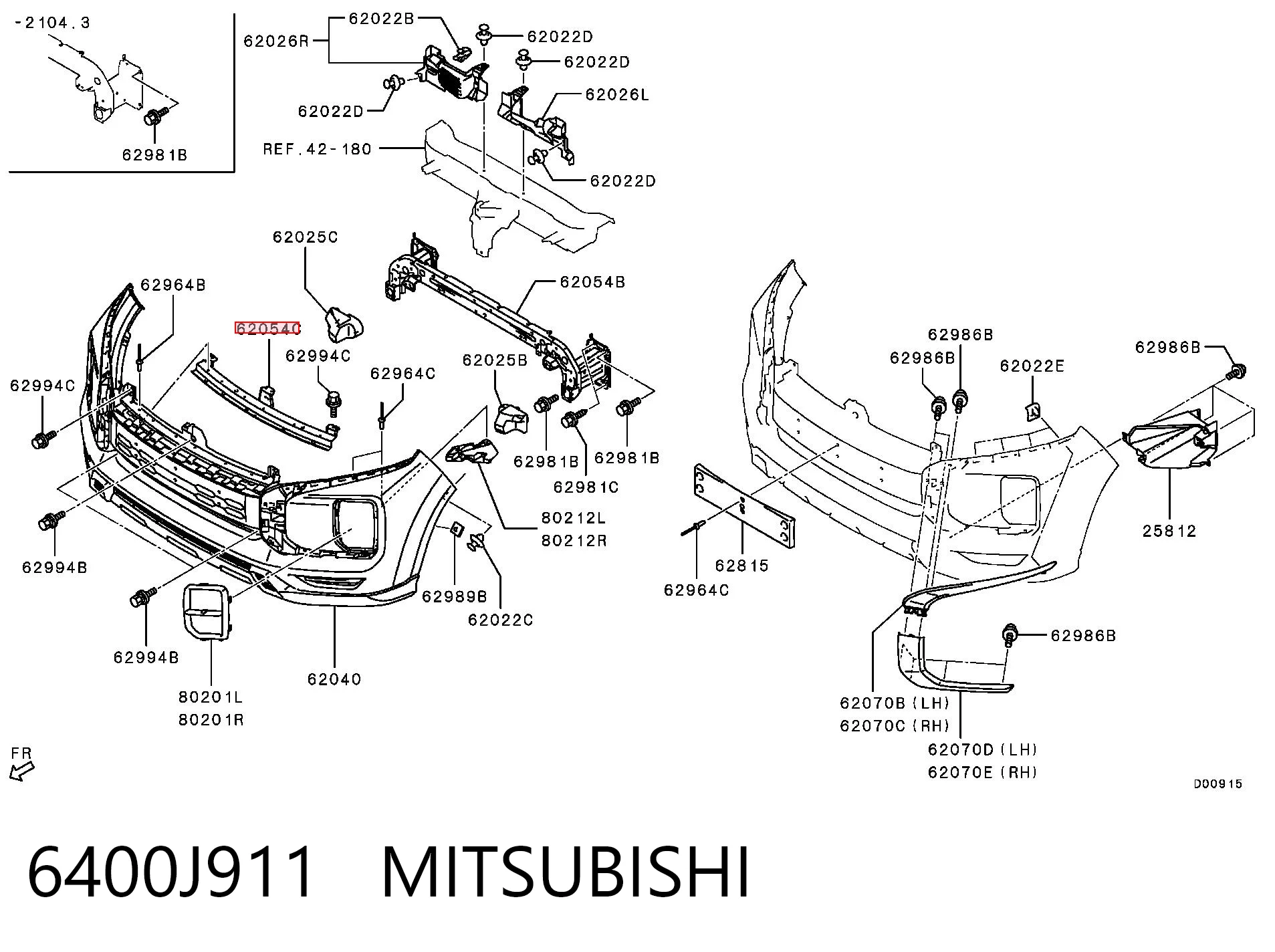 Кронштейн бампера переднего на Mitsubishi Eclipse CROSS GK, GL