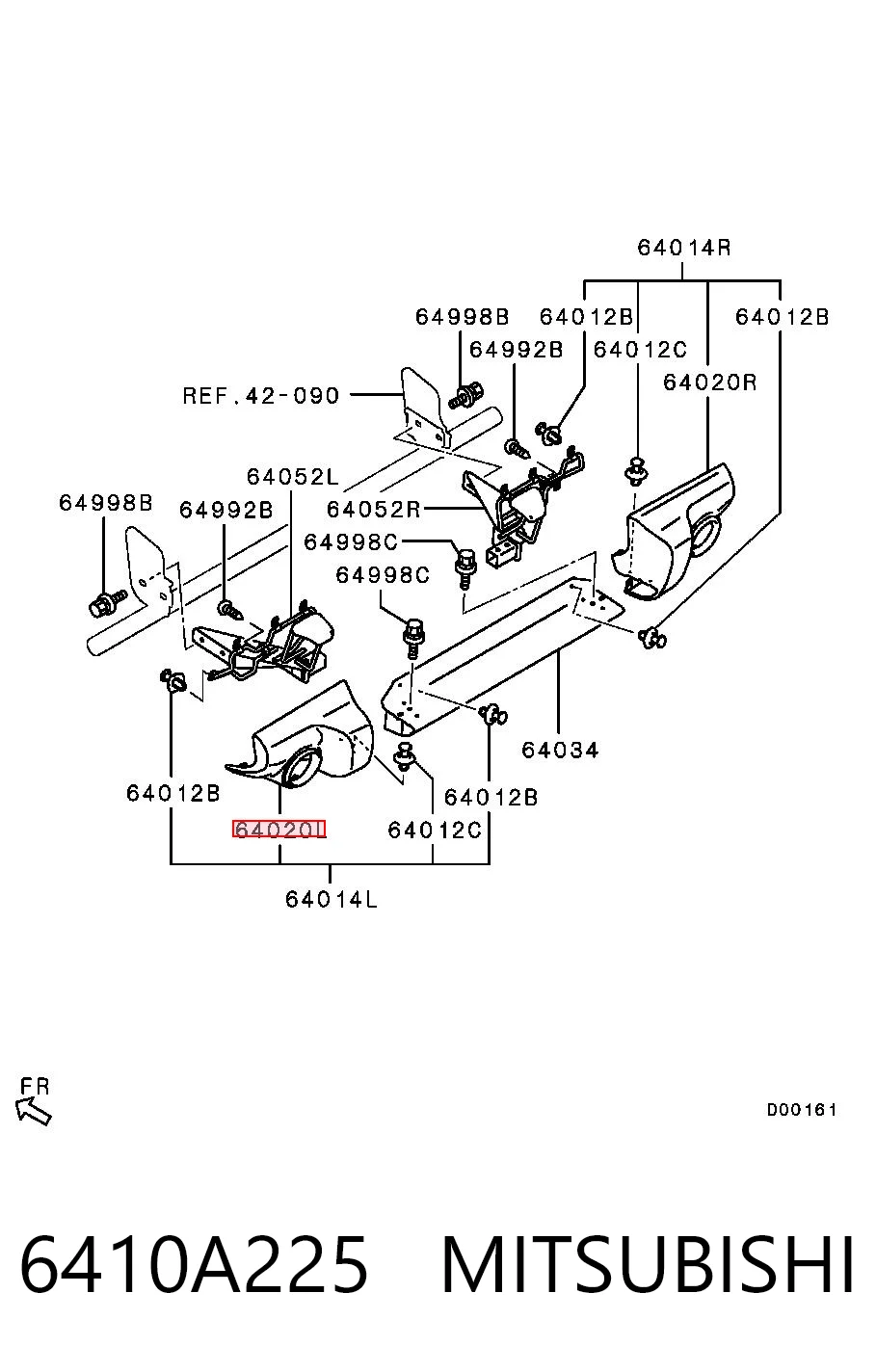 6410A225 Mitsubishi Клык заднего бампера левый