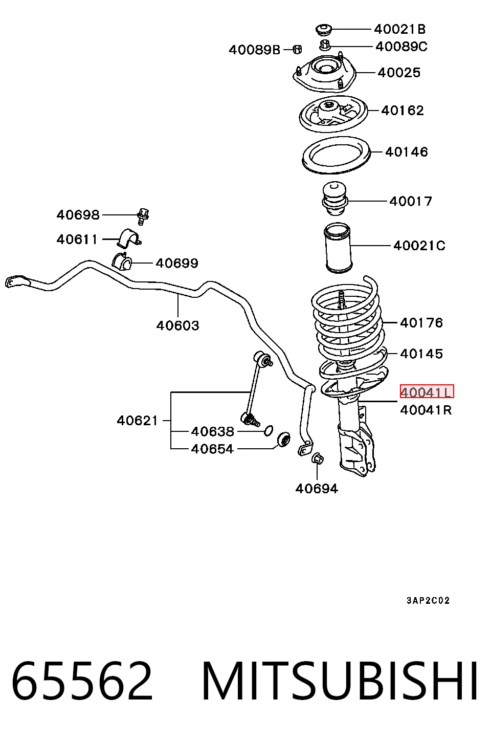 65562 Mitsubishi Амортизатор передней подвески правый