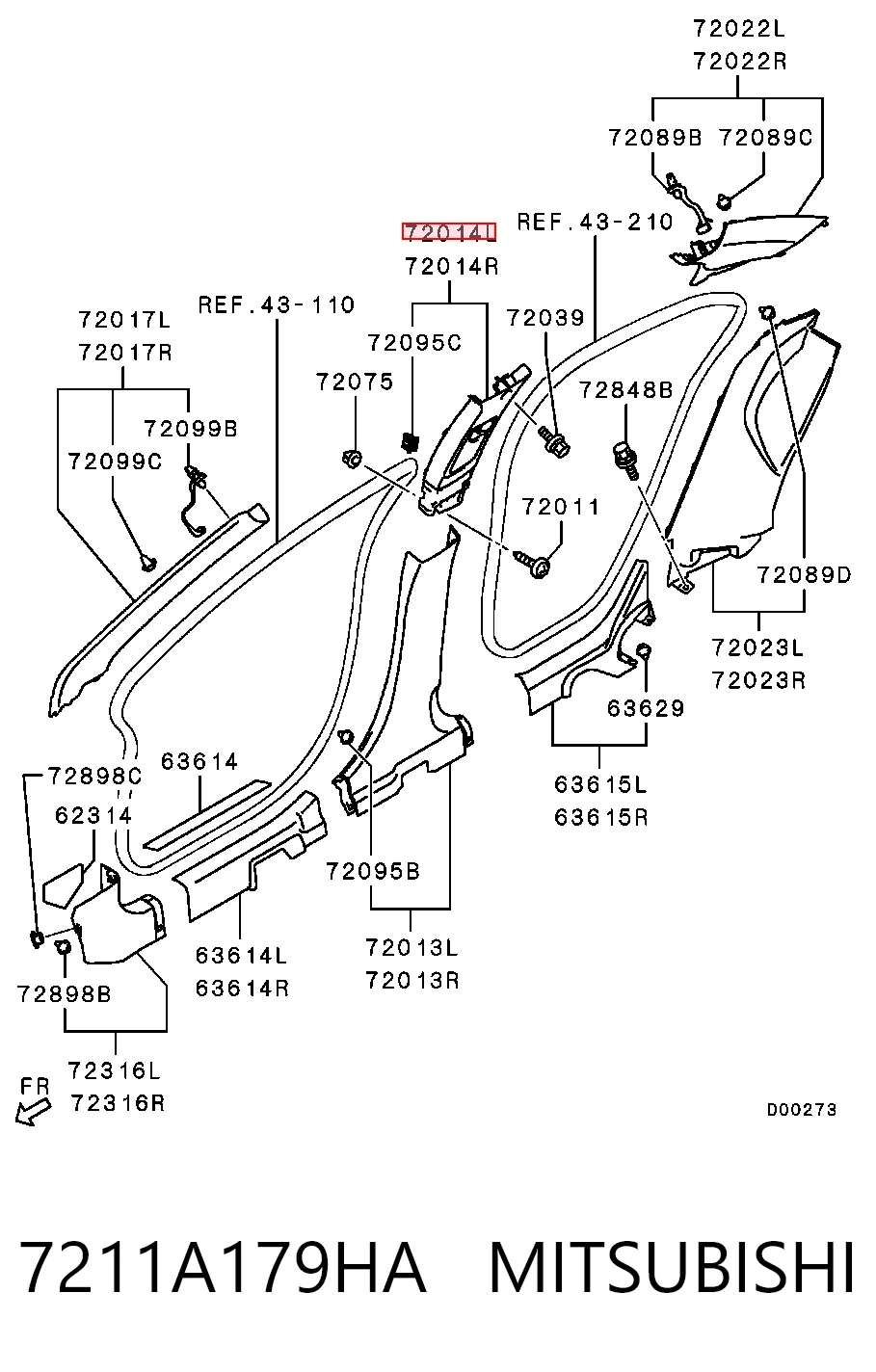 7211A062HA Chrysler Обшивка стойки кузова внутренняя средняя левая