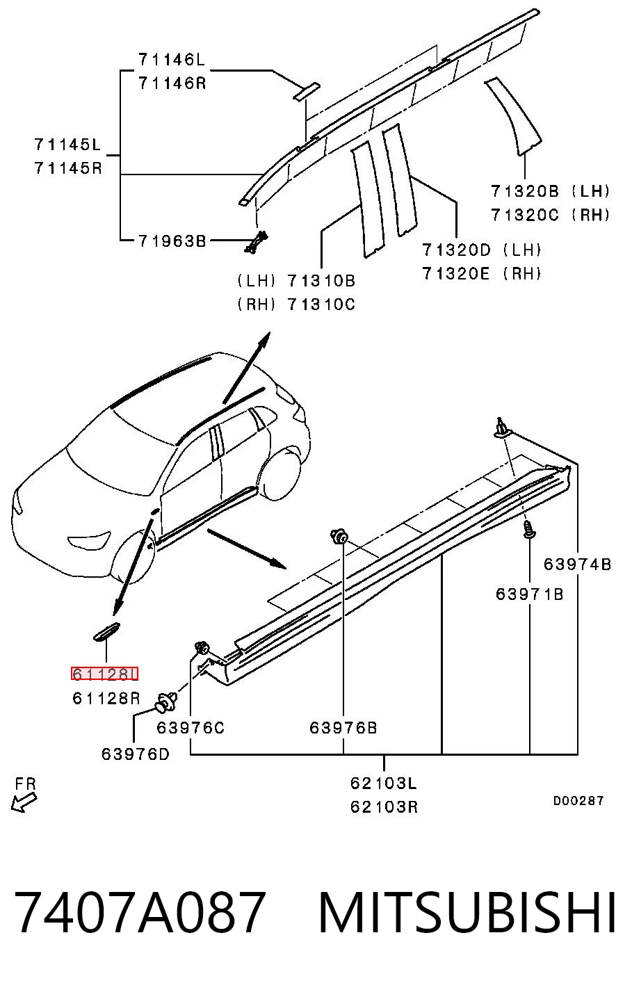 7407A087 Mitsubishi Накладка крыла переднего левого