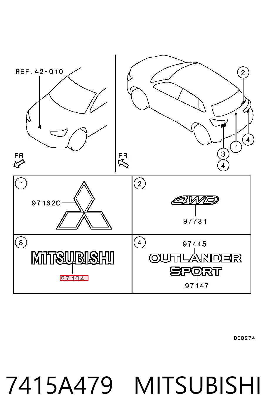 Фирменный значек на багажник на Mitsubishi Lancer X CY_A, CZ_A