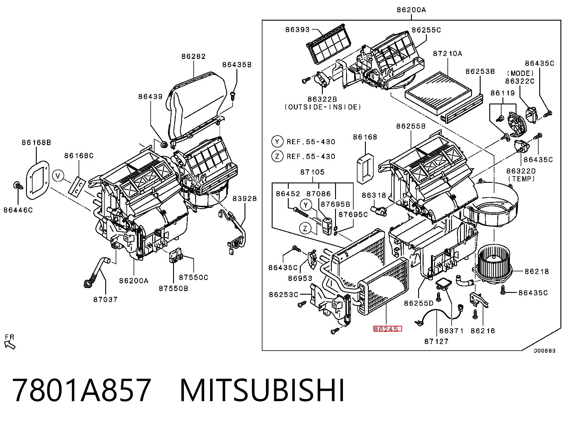 Радиатор печки (отопителя) MITSUBISHI 7801A857