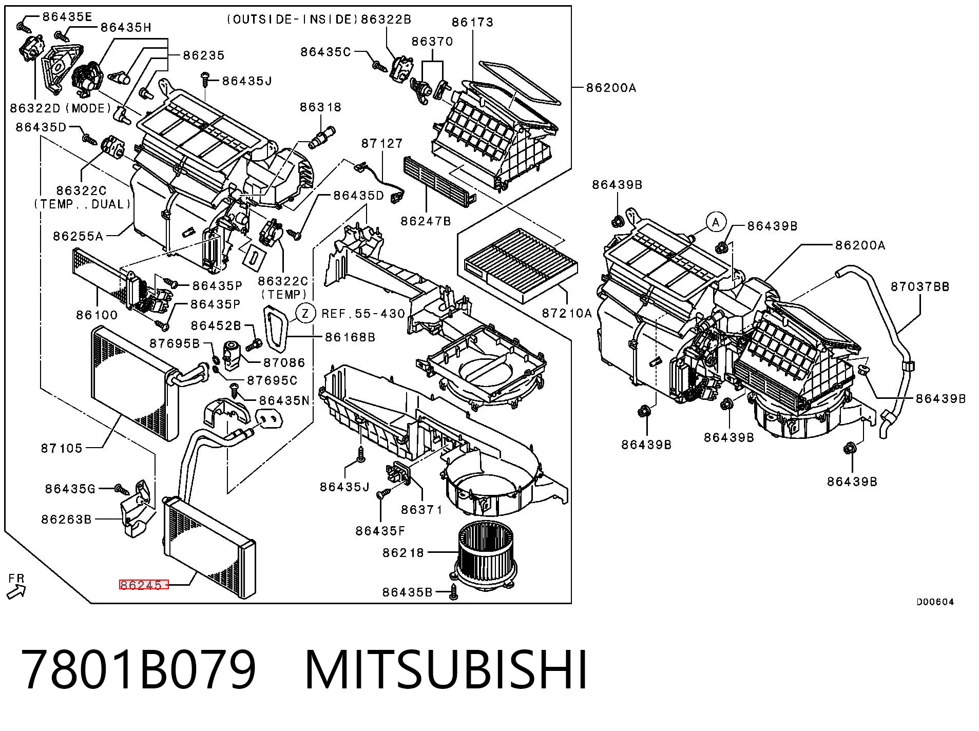 7801B079 Chrysler Радиатор отопителя салона