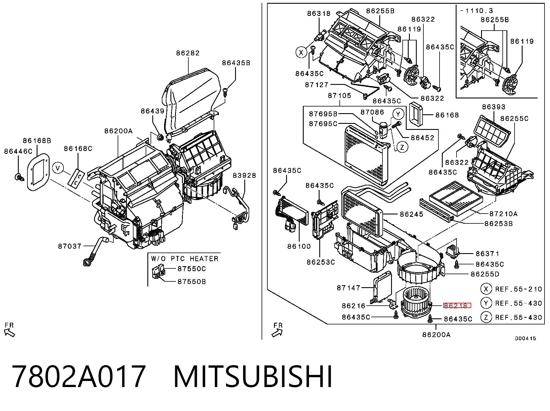 7802A017 Mitsubishi Электромотор печки