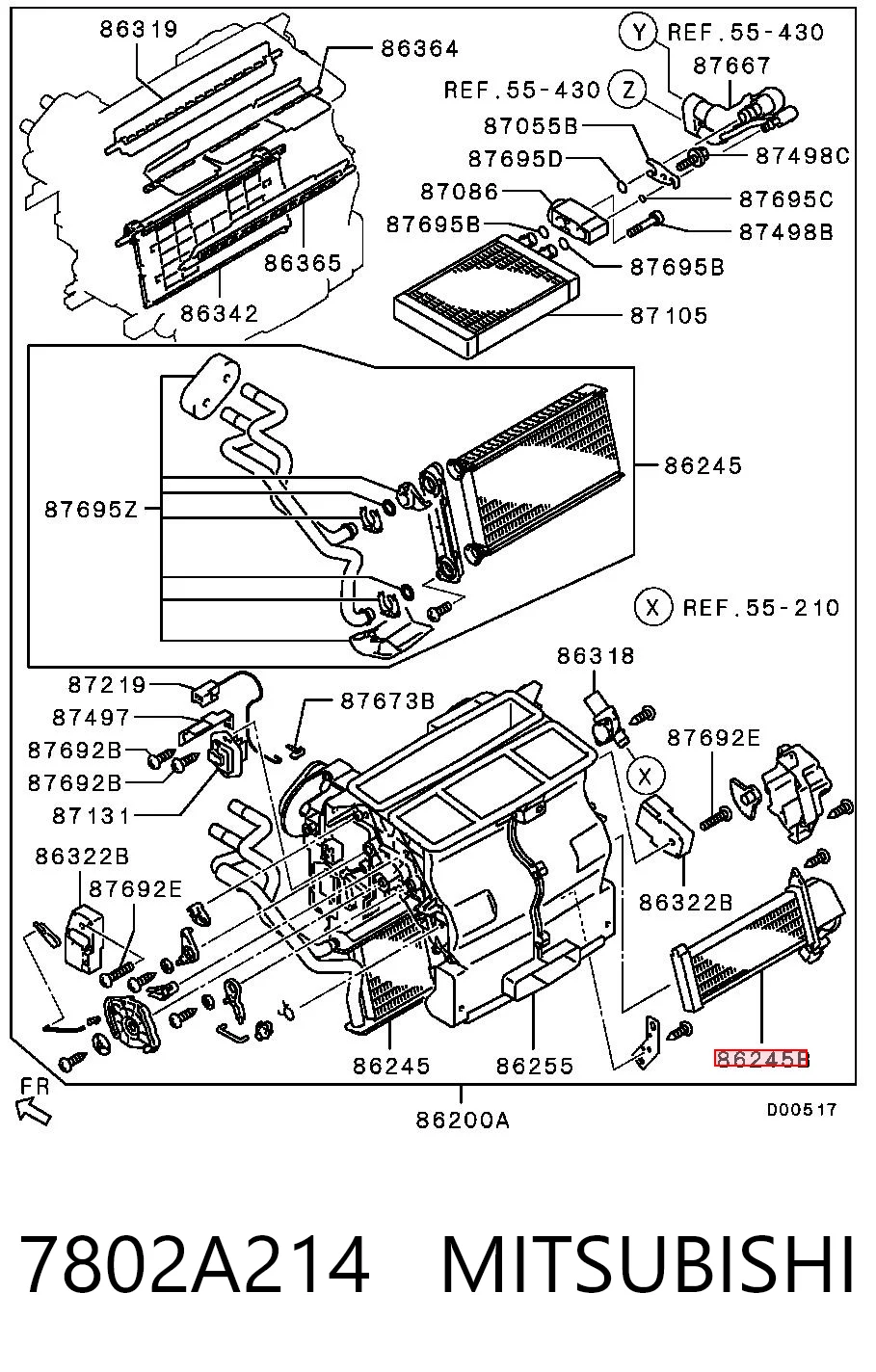 Радиатор печки (отопителя) MITSUBISHI 7802A214