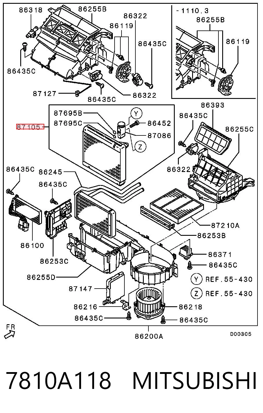 7810A118 Mitsubishi Радиатор отопителя салона
