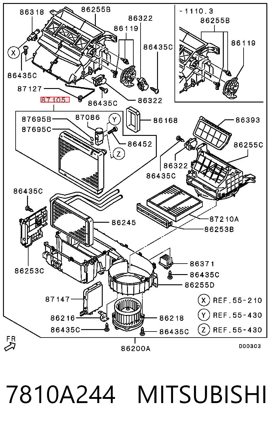 7810A244 Mitsubishi Радиатор отопителя салона