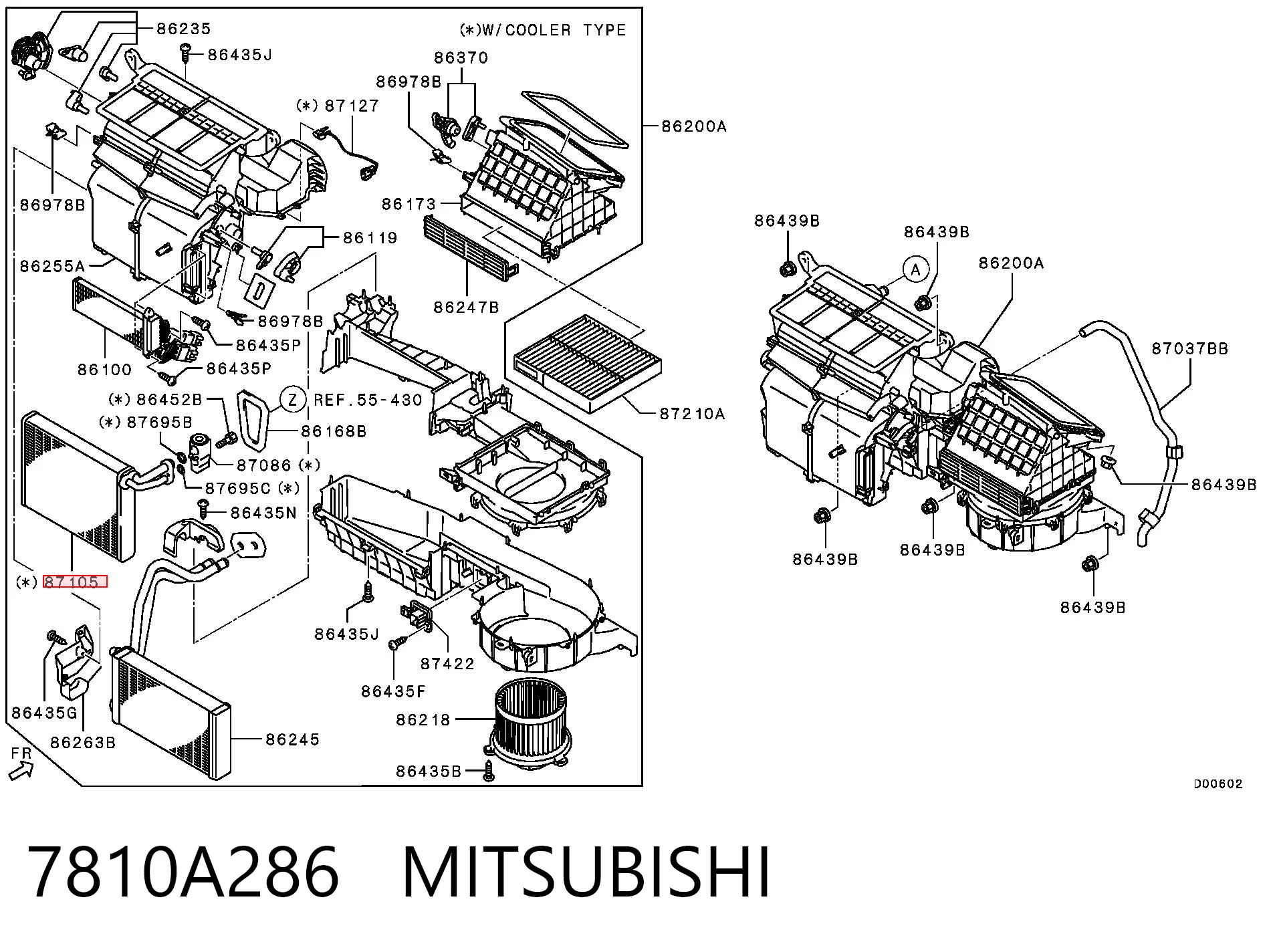 7810A286 Mitsubishi Радиатор отопителя салона