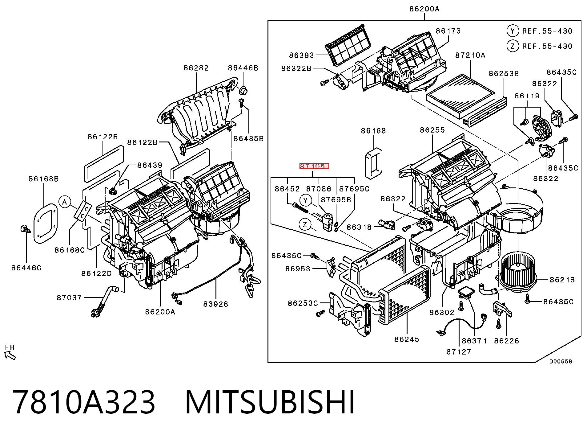 7810A323 Mitsubishi Радиатор отопителя салона