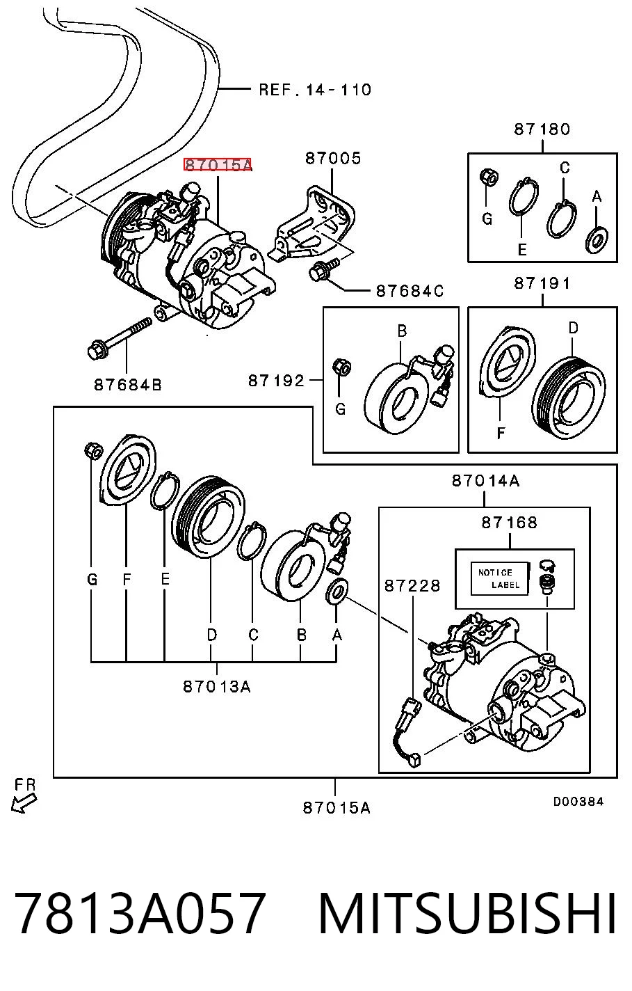 7813A057 Mitsubishi Компрессор хладагента