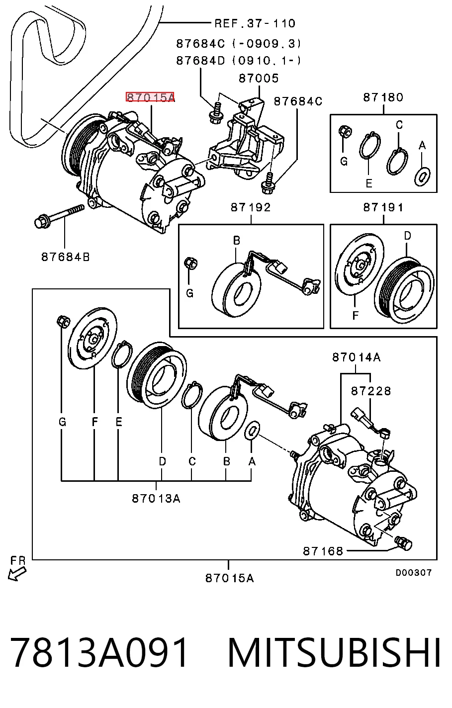 7813A091 Mitsubishi Компрессор хладагента
