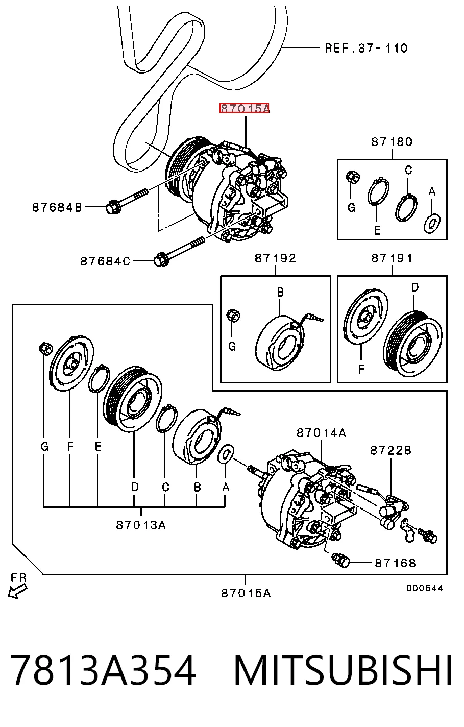 Компрессор системы кондиционирования Mitsubishi 7813A354 цена, от 292.13 USD