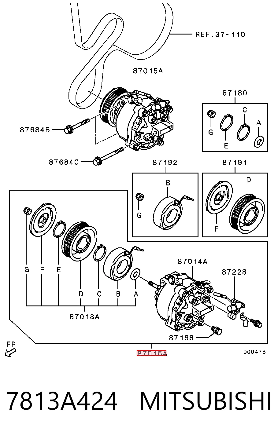 7813A424 Mitsubishi Компрессор хладагента