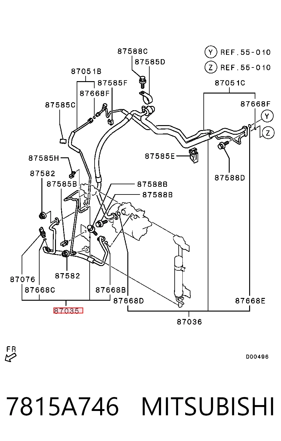 Купить 7815A736 Chrysler Шланг кондиционера, от компрессора к радиатору