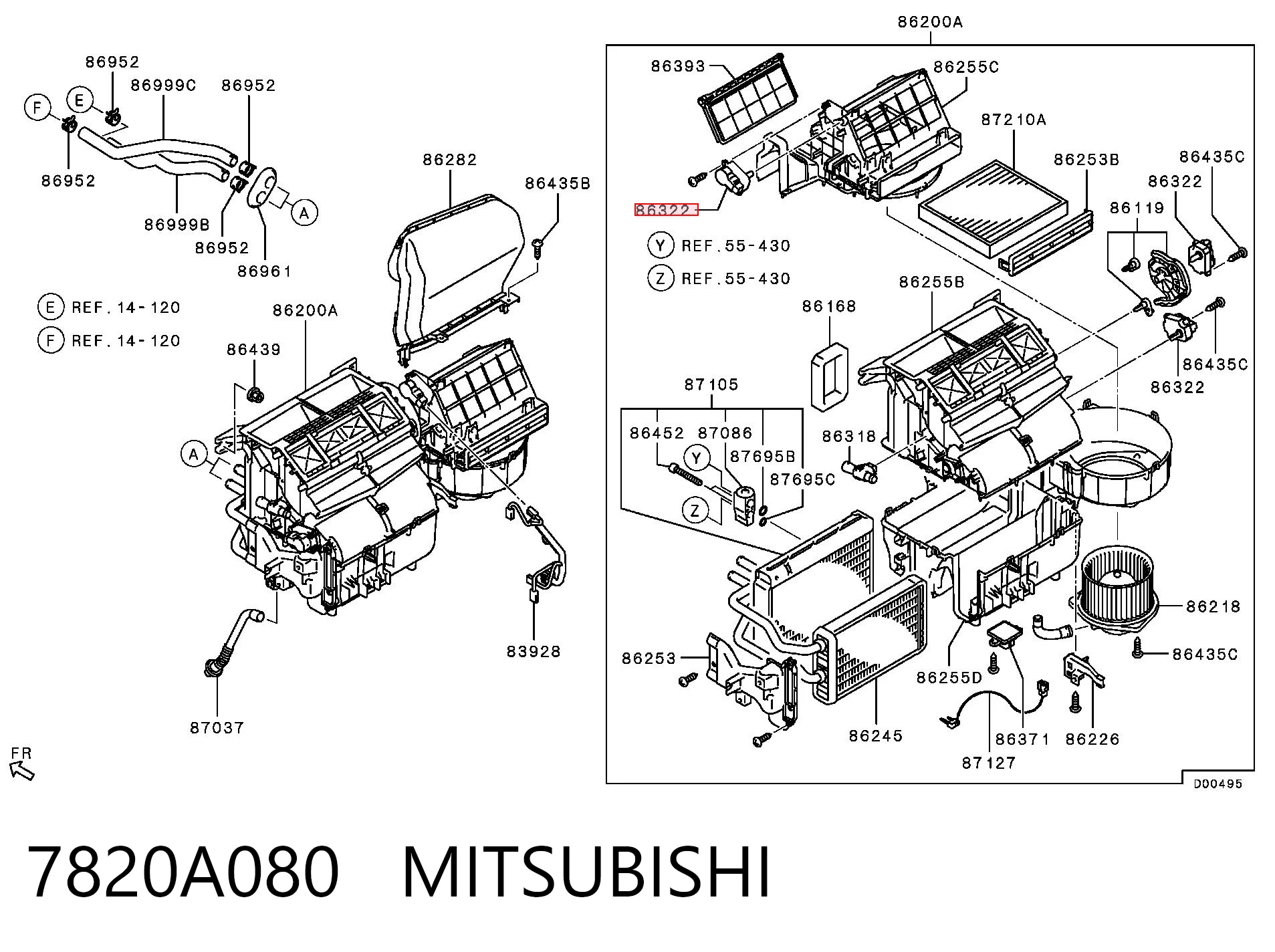 Привод системы автоматического управления отопителем на Mitsubishi Lancer X CY_A, CZ_A
