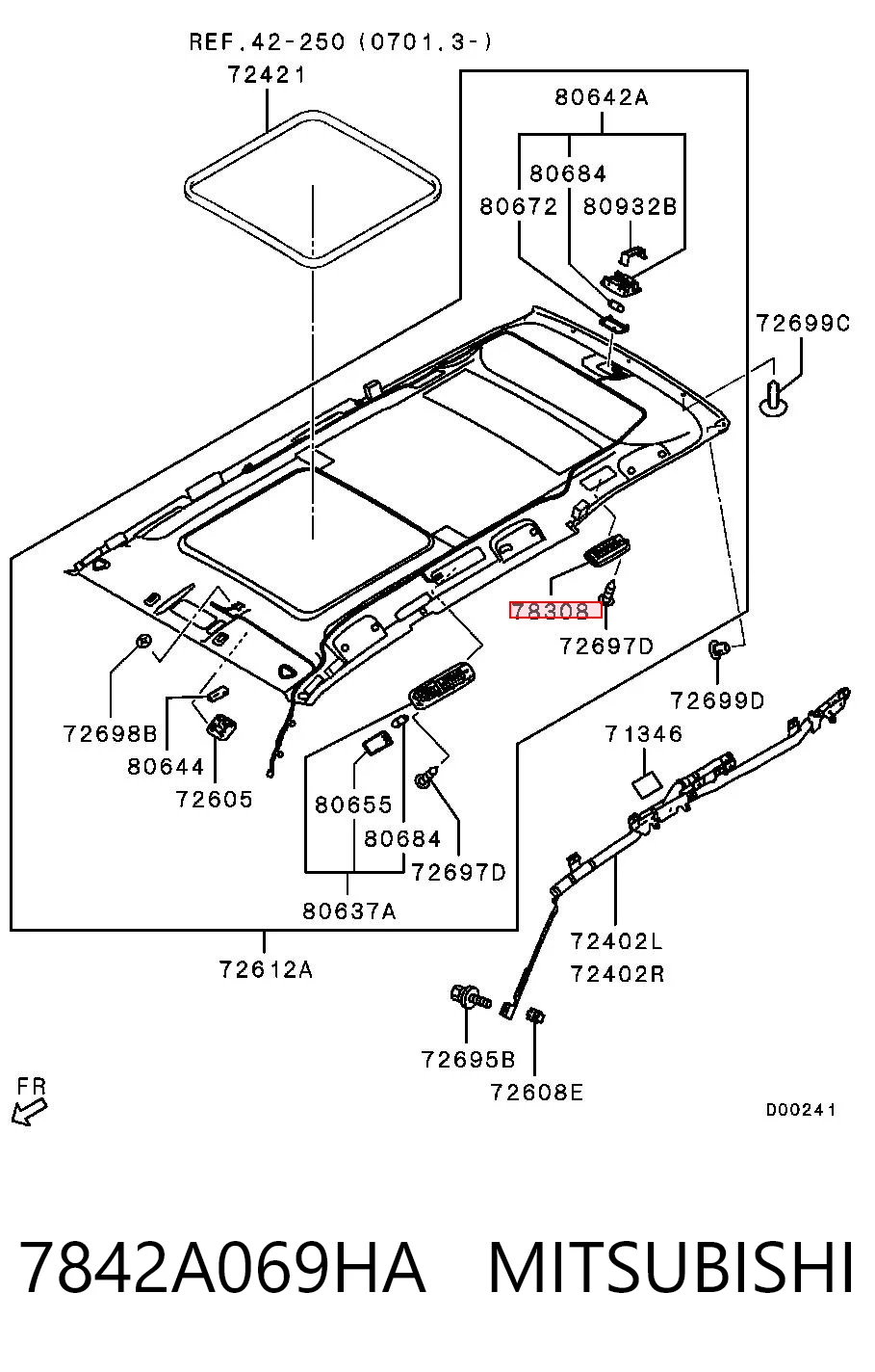 7842A069HA Mitsubishi Решетка вентиляции салона задняя