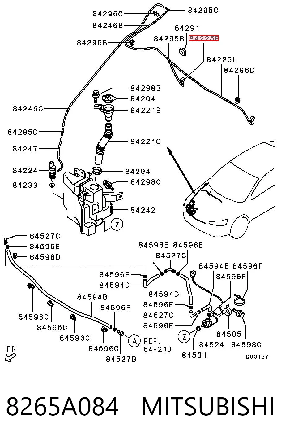 8265A084 Mitsubishi Сопло омывателя лобового стекла правое