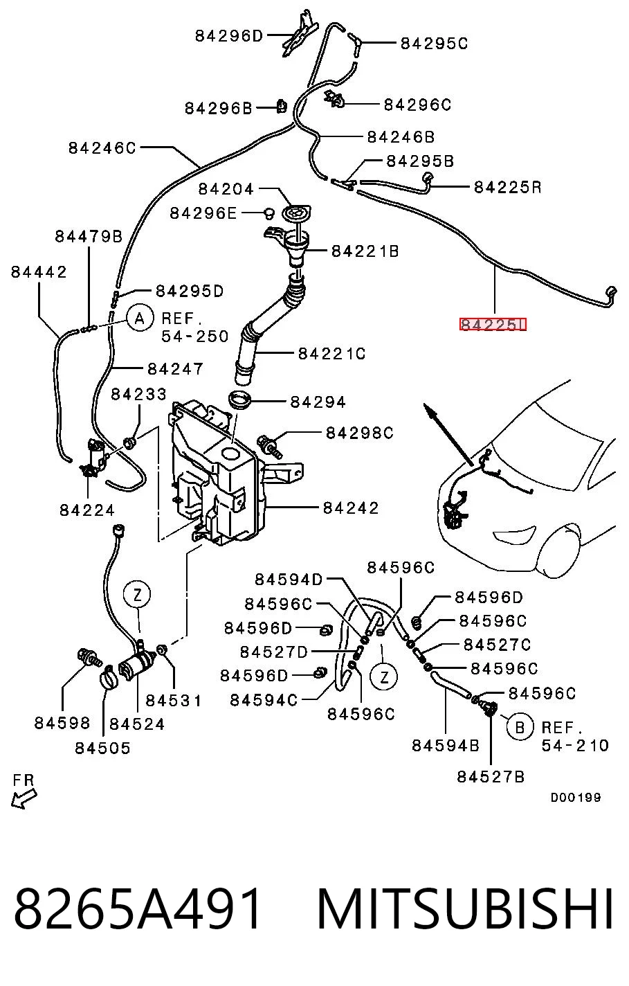 8265A491 Mitsubishi Сопло омывателя лобового стекла левое