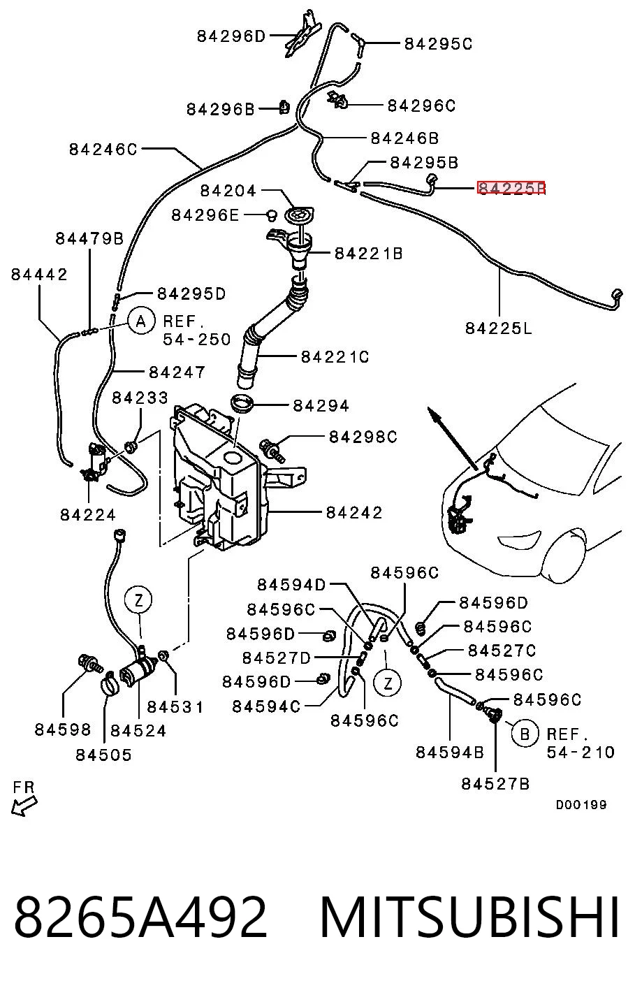 8265A492 Mitsubishi Сопло омывателя лобового стекла правое