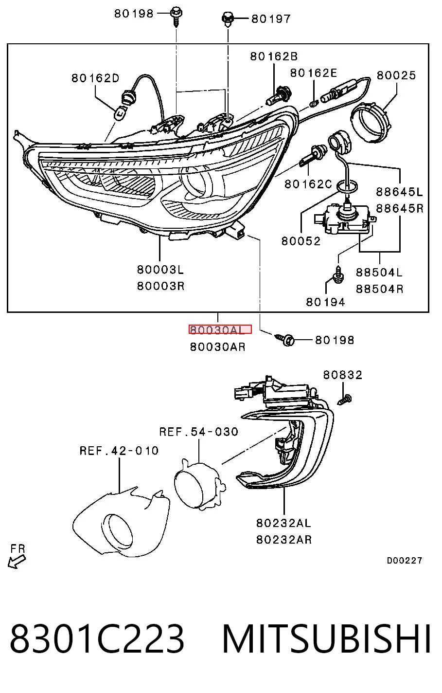 Купить 8301C223 Chrysler Фара левая передняя