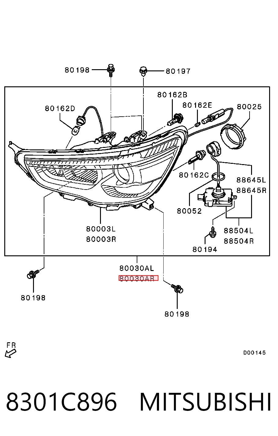 Фара правая Chrysler 8301C896